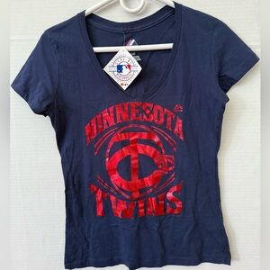 Major League Genuine Merchandise Minnesota Twins Navy Baseball Women’s S T-Shirt